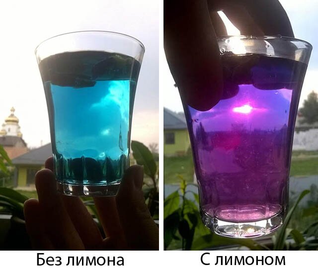 Чай Чанг Шу до и после добавления лимона